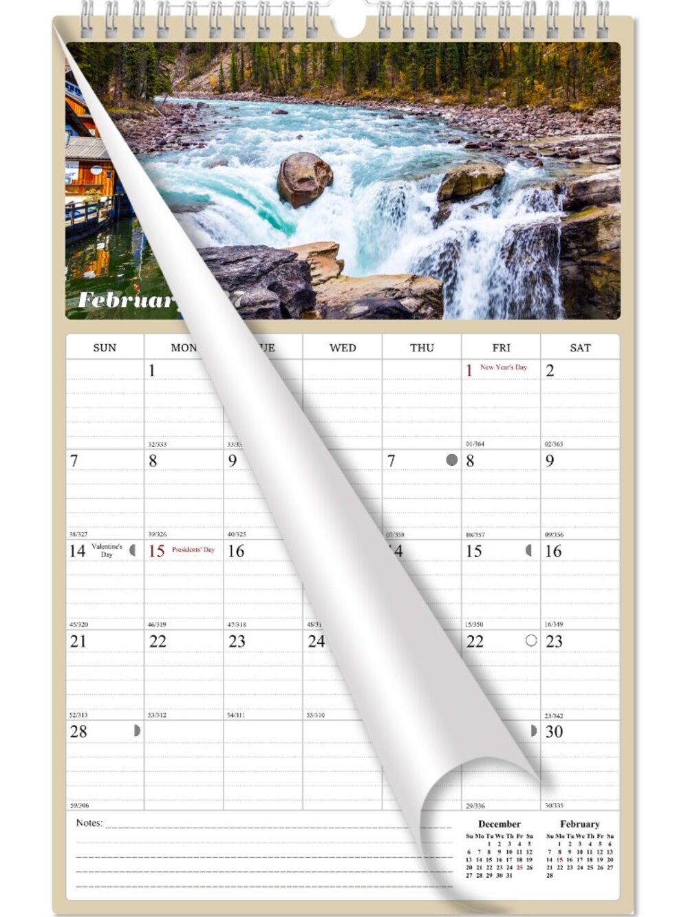 2027 Wall Calendar Spiral-bound Twin (The Great Outdoors) 11" x 17"